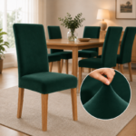 aksamitny butelkowa zieleń pokrowiec na krzesło